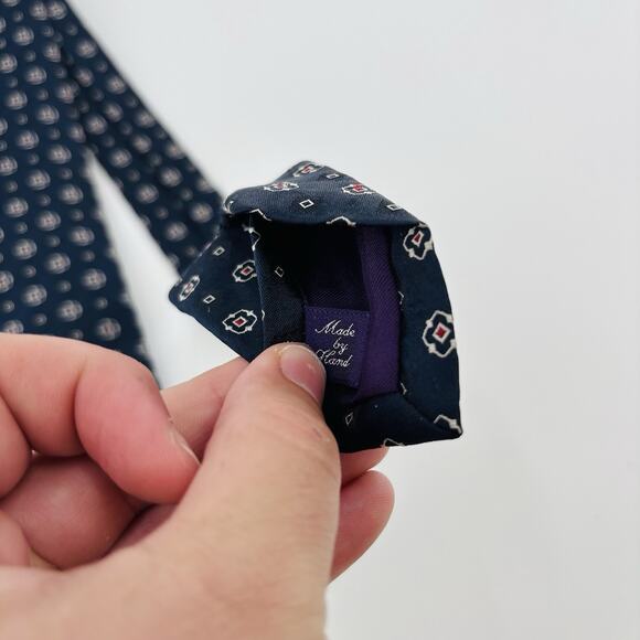 Vintage Ralph Lauren Purple Label Tie England Silk Navy Blue Handmade - Picture 3 of 4